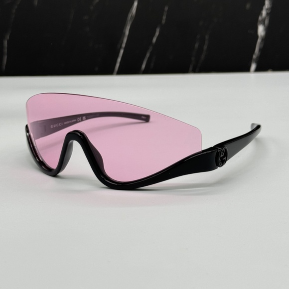 NEW GUCCI UNISEX SHIELD SUNGLASSES, GUCCI PINK BLACK EYEWEAR GUCCI - Picture 5 of 13